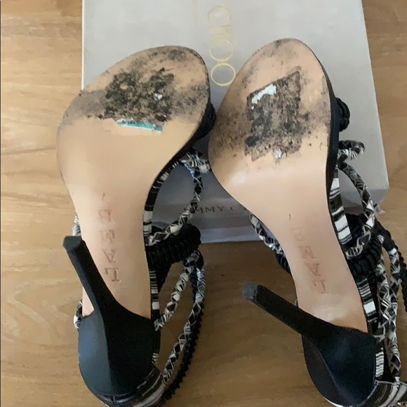 L.A.M.B. Black White Gladiator Heels Sandals US7 - Picture 5 of 5